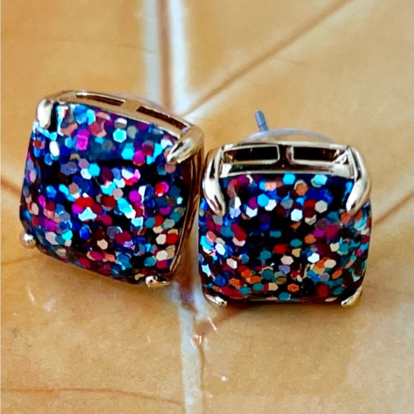 Kate Spade Glitter Crystal Square Stud Earrings - Picture 2 of 2